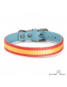 Collar Piel Bandera España Celeste para perros