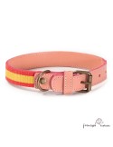 Collar Piel Bandera España Rosa para perros