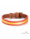Collar Piel Bandera España Caramelo para perros