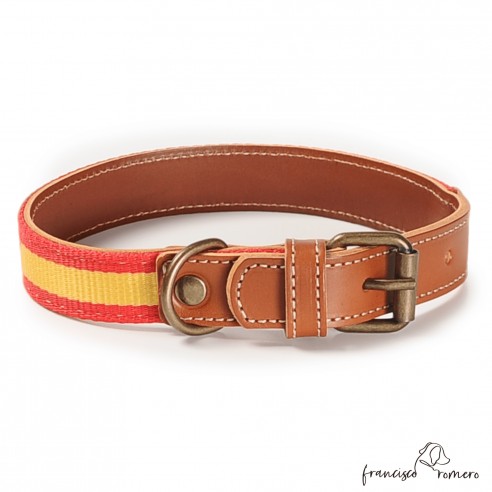 Collar Piel Bandera España Caramelo...