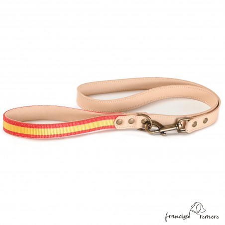 Correa Piel Bandera España Natural para perros