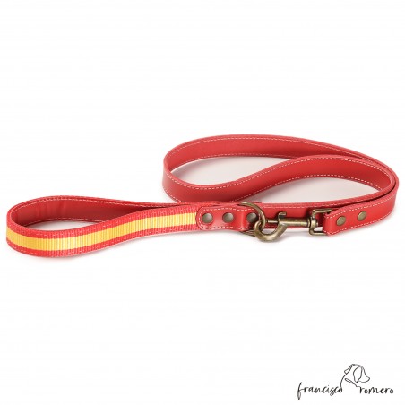 Correa Piel Bandera España Rojo para perros