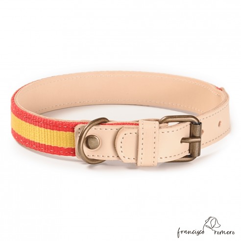 Collar Piel Bandera España Natural...