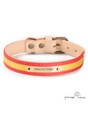 Collar Piel Bandera España Natural para perros Personalizado