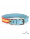 Collar Piel Bandera España Celeste para perros Personalizado