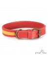 Collar Piel Bandera España Rojo para perros Personalizado