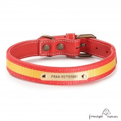 Collar Piel Bandera España...