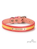 Collar Piel Bandera España Rosa para perros Personalizado
