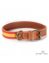 Collar Piel Bandera España Caramelo para perros Personalizado