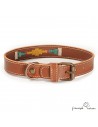 Collar para perro Piel Bordado Argentino Caramelo