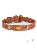 Collar para perro Piel Bordado Argentino Caramelo
