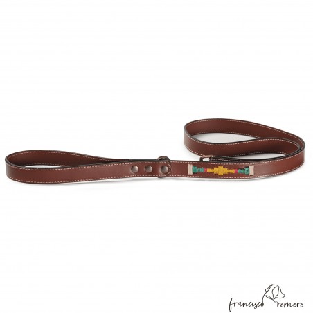 Correa Paseo Piel Bordado Argentino Chocolate