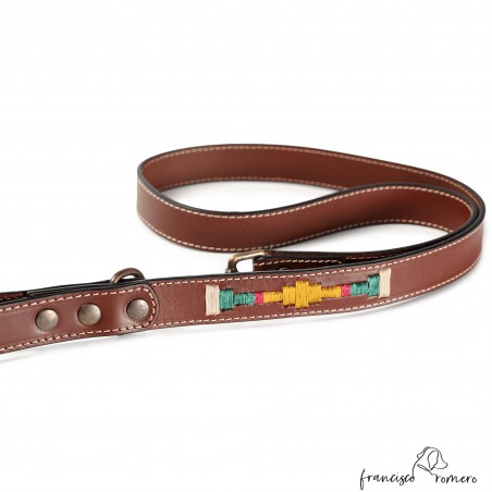 Correa Paseo Piel Bordado Argentino Chocolate