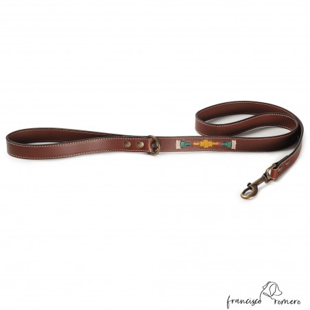 Correa Paseo Piel Bordado Argentino Chocolate