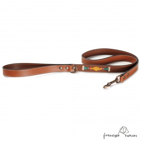 Correa Paseo Piel Bordado Argentino Caramelo