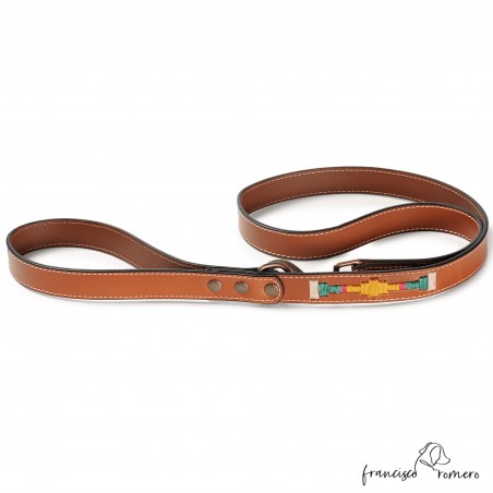 Correa Paseo Piel Bordado Argentino Caramelo