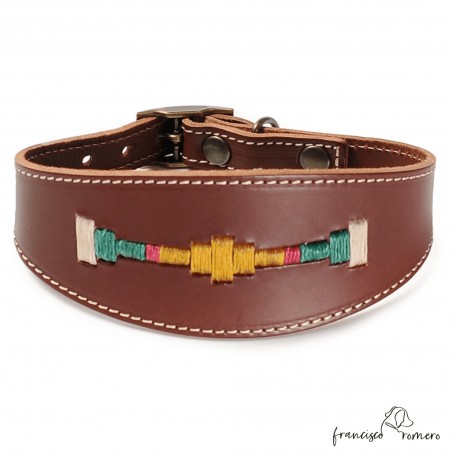 Collar para Galgo Bordado Argentino Chocolate
