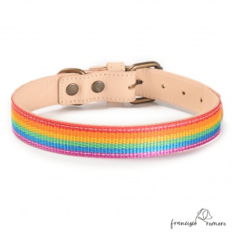 Collar Piel Arco Iris Natural para perros
