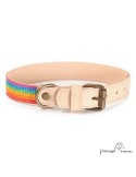 Collar Piel Arco Iris Natural para perros