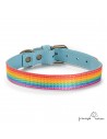 Collar Piel Arco Iris Celeste para perros