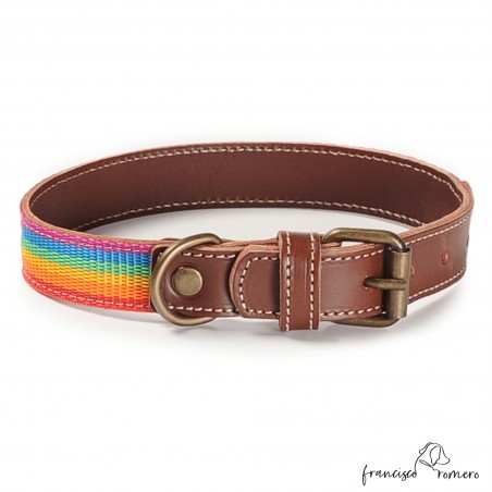 Collar Piel Arco Iris Chocolate para perros