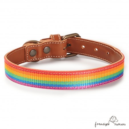 Collar Piel Arco Iris Caramelo para perros
