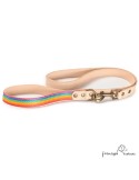Correa Piel Arco Iris Natural para perros