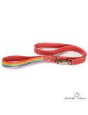 Correa Piel Arco Iris Rojo para perros