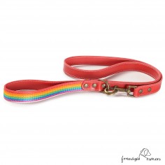 Correa Piel Arco Iris Rojo...