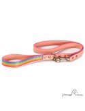 Correa Piel Arco Iris Rosa para perros