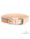 Collar Piel Arco Iris Natural para perros Personalizado