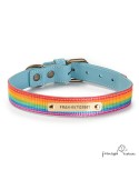 Collar Piel Arco Iris Celeste para perros Personalizado