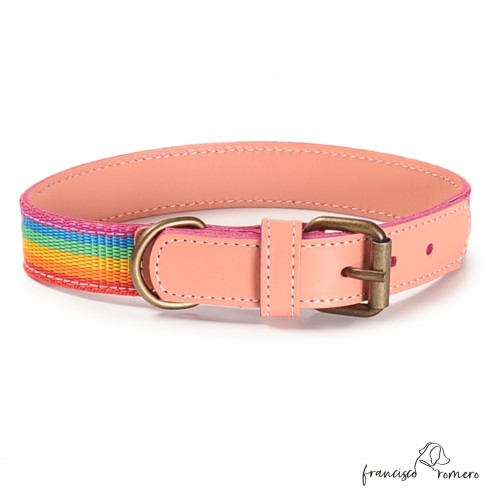 Collar Piel Arco Iris Rosa para...