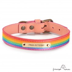 Collar Piel Arco Iris Rosa...