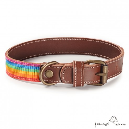 Collar Piel Arco Iris Chocolate para...
