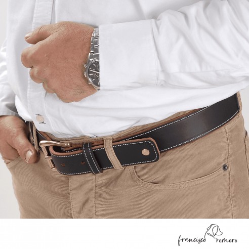 Cinturón Piel Hebilla Latón Unisex