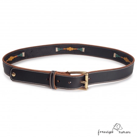 Cinturón Piel tres Bordados Argentino Unisex