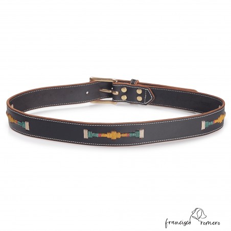 Cinturón Piel tres Bordados Argentino Unisex