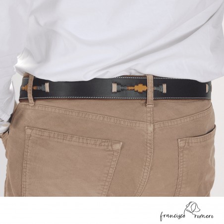 Cinturón Piel tres Bordados Argentino Unisex