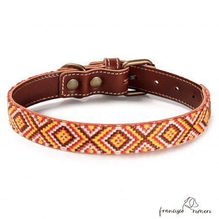 Collar para perro Piel Mosaico Africano Chocolate