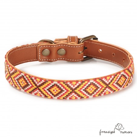 Collar para perro Piel Mosaico Africano Caramelo