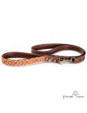Correa paseo Piel Mosaico Africano Chocolate para perros