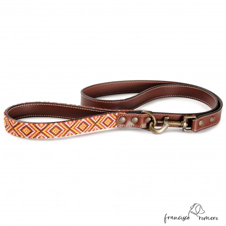 Correa paseo Piel Mosaico Africano Chocolate para perros