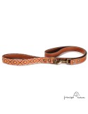 Correa paseo Piel Mosaico Africano Caramelo para perros