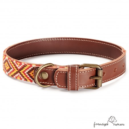 Collar para perro Piel Mosaico Africano Chocolate Personalizado