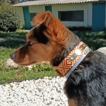 Collar para perro Piel Mosaico Africano Chocolate Personalizado