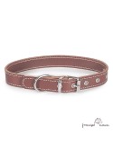 Collar de piel de vaquetilla chocolate para perro