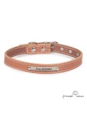 Collar de piel de vaquetilla Caramelo Personalizado para perro