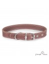 Collar de piel de vaquetilla Chocolate personalizado para perro