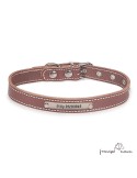 Collar de piel de vaquetilla Chocolate personalizado para perro
